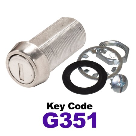 Global RV SS Compartment Lock, Cam/Blade Style, 1-3/8in Threaded Barrel, Keyed to G351, Blades not Included CLB-351-138-SS